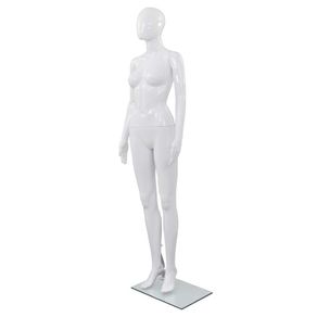 Full Body Female Mannequin with Glass Base Glossy White 175 cm
