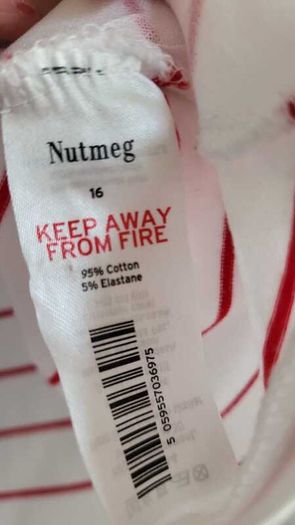 Nutmeg red and white striped Sz 16 (Fit 14-16UK)