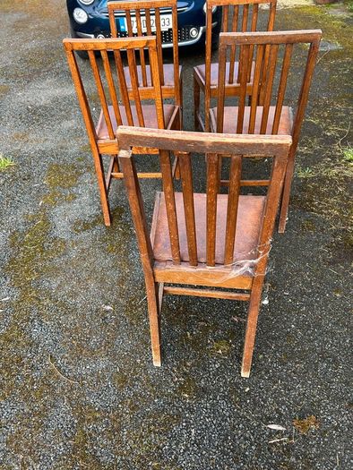Arts and Crafts Style Solid Wooden Chairs x6