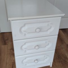 White 3-Drawer Bedside Locker