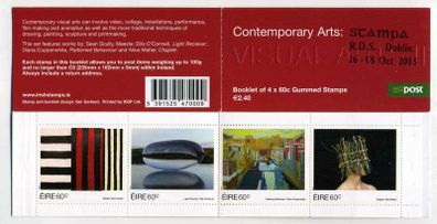 2015 Ireland Stampa Members Souvenir Contemporary Arts Commemorative Stamp Booklet Overprinted for Stampa Mint Never Hinged (MNH)