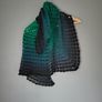Handmade crochet triangle shawl wrap. Green black gradient ombre lacy shawl Image 5