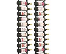 Wall Mounted Wine Racks for 12 Bottles 2 pcs Black Iron