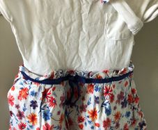White, red orange & blue dress & matching headband