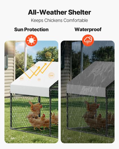 Metal Chicken Coop for 4-6 Chickens, 1 x 2 x 1 m, Small Chicken Cage with Waterproof Cover & Double Doors