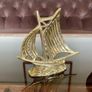 Mid Century Modern Vintage Brass Sloop Ship Paperweight Image 3