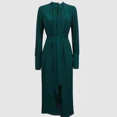 Reiss Pleated Long Sleeve Midi Dress