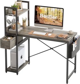 MULTIPLE COLOURS AVAILABLE Computer Desk with Storage Shelves 120CM Corner Desk with Drawer Reversible Computer Desk Writing Table with Side Pocket Storage Bag and Headphone Hook for Home Office Small Space