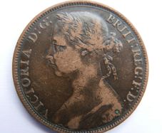 1892 Victoria One Penny Coin