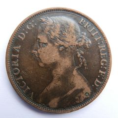 1892 Victoria One Penny Coin