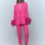 Zara Minimalist High Waist Trousers Pink XS -Brand New Image 5