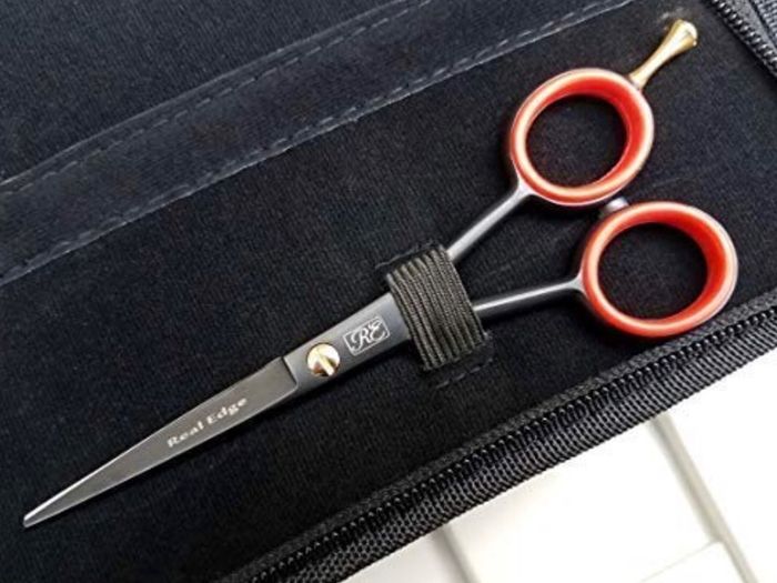 Professional Hair Cutting Scissors, Hairdressing Scissors Shears for Barber Salon Stainless Steel with High hardness of Edge. (13cm, Black)