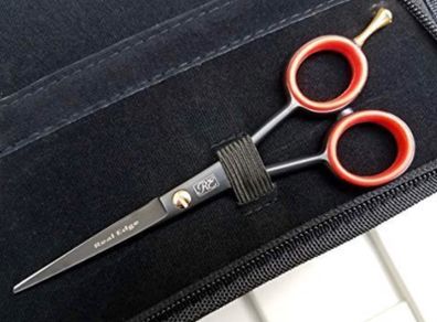 Professional Hair Cutting Scissors, Hairdressing Scissors Shears for Barber Salon Stainless Steel with High hardness of Edge. (13cm, Black)