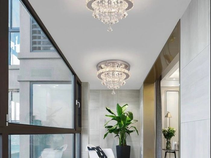 Brand New Deckrico Crystal Ceiling Light 30cm Modern Lamp Chrome LED Chandelier