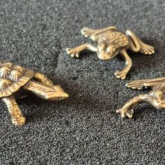 3 brass Animals,. Solid brass.