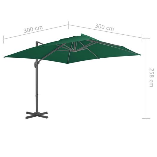 Cantilever Umbrella with Aluminium Pole Green 300x300 cm