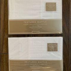 BRAND NEW White Waffle Pillowcase (2) - Cotton