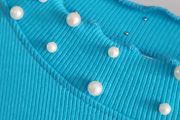 SAVIDA blue pearl neck top Sz XL (Fit 14-16UK)
