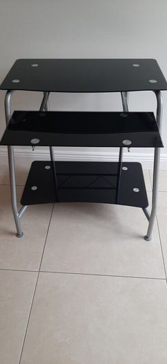 Black Glass Console Desk