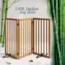 Wood Dog Gates and Barriers Indoor 3-Panel Freestanding Dog Gates for The House with 2 Metal Stands 82cm(H) Folding Pet Gate for Stair Doorway Expands Up to 140cm(W) Fully Assembled-Walnut Image 3
