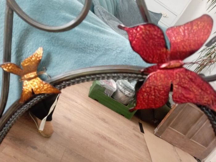 mirror with butterflies in cast iron