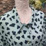 Vintage Blue with Navy print Pleated Shirt dress Image 3