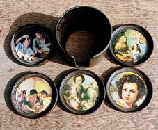 Vintage 1970s Set of 5 Coasters Featuring Masterpieces from Madrid's Museo Nacional del Prado