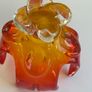 CHALET Lorraine 8 Splash 1960's Glass Canadian Bowl, Clear, Amber & Orange. Image 7