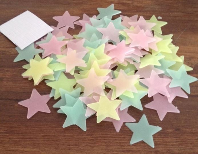 100pcs/ set Glow In The Dark Plastic Stars Stickers