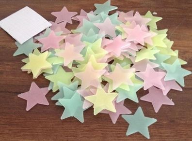 100pcs/ set Glow In The Dark Plastic Stars Stickers