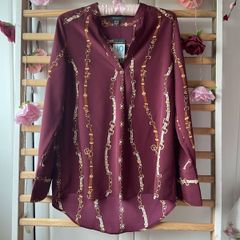 blouse Bnwt burgundy print tunic style blouse size 10 Bnwt