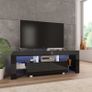 TV Cabinet with LED Lights High Gloss Black 130x35x45 cm Image 5