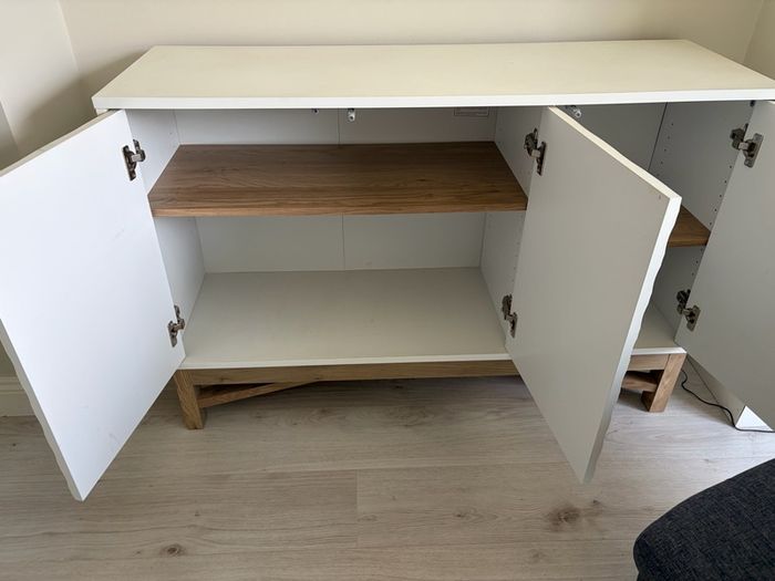 2 Units: Large Sideboard + TV Unit - White & Oak Effect