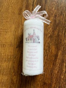 Pink christening candle