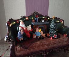 Christmas Village Light Up Santa on Chair