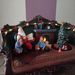 Christmas Village Light Up Santa on Chair