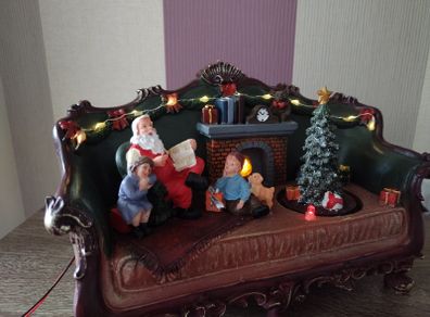 Christmas Village Light Up Santa on Chair
