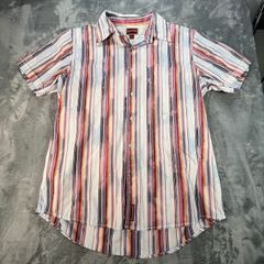 Tommy Hilfiger Red Label Y2K Multicolor Rainbow Short Sleeve Shirt M