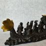 Antique Eight Immortals Dragon Boat - Patinated Bronze, Gold Accents, Signed Image 9