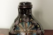 Vintage Bitossi Art Glass Vase with a Dark Glaze and Abstract Floral Design
