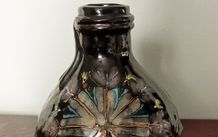 Vintage Bitossi Art Glass Vase with a Dark Glaze and Abstract Floral Design