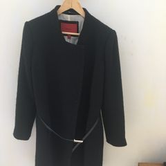 Mango black styled coat with belt