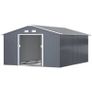 13 x 11ft Garden Metal Storage Shed, Outdoor Storage Tool House with Ventilation Slots, Floor Foundation and Lockable Double Doors, Grey Image 7