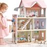Wooden Dolls House, 2.6 Feet High with Elevator, Doorbell, Light 15 Pieces Furnitures and 3 Dolls, Toys Suitable for Girls Aged 3-7+, Birthday and Christmas Gift Image 2