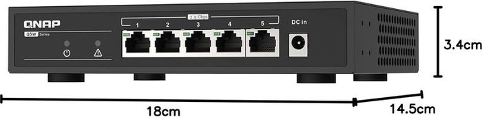 QNAP QSW-1105-5T, 5 port 2.5Gbps auto negotiation (2.5G/1G/100M), unmanaged switch, Broadcom Chipset Embedded