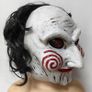 The saw Halloween latex mask with hair. Image 3