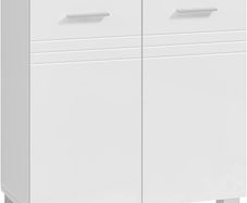 Vanity unit, bathroom cabinet with double door, bathroom cabinet, adjustable shelf, softly closing hinges, for the bathroom, 60 x 30 x 63 cm, white