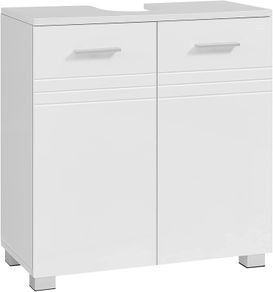 Vanity unit, bathroom cabinet with double door, bathroom cabinet, adjustable shelf, softly closing hinges, for the bathroom, 60 x 30 x 63 cm, white