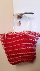 Red and White Vintage Woven Retro Bag