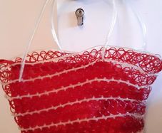 Red and White Vintage Woven Retro Bag